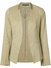 Load image into Gallery viewer, Kobi Halperin Claudia Linen Open Front Lace Trim Tan Blazer Suit Jacket - XS - Luxe Fashion Finds