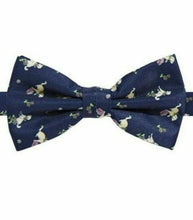 Load image into Gallery viewer, Haight Ashbury Men&#39;s Silk Dog-Print Adjustable Pre-Tied Navy Blue Bow Tie - Luxe Fashion Finds