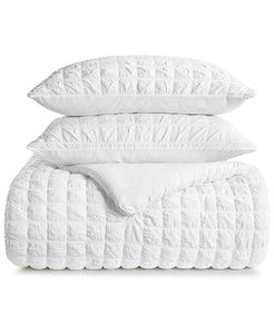 Martha Stewart Whim Collection Seersucker 2-PC White Cotton Comforter Twin Set - Luxe Fashion Finds