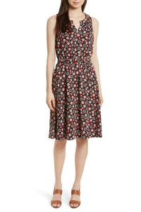 Kate Spade Women's Floral Crepe Sleeveless Gold Stud Neckline A-line Pink dress XS - Luxe Fashion Finds