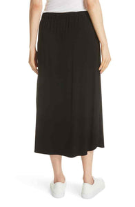 Eileen Fisher Jersey Drawstring Elastic Waist Knee Length Black Skirt - XS - Luxe Fashion Finds