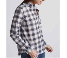 Load image into Gallery viewer, Current/Elliott Women&#39;s Slim Boy Burnside Blue Plaid Cotton Shirt - Large (3) - Luxe Fashion Finds