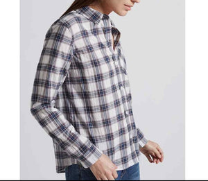 Current/Elliott Women's Slim Boy Burnside Blue Plaid Cotton Shirt - Large (3) - Luxe Fashion Finds