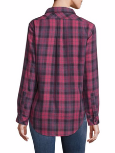 Current Elliott Women's Prep School Plaid Button Up Shirt, Red Rock - S (1) - Luxe Fashion Finds