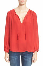 Load image into Gallery viewer, Joie Women&#39;s Odelette Silk V Neck Tassel Ties Long Sleeve Red Blouse - Medium - Luxe Fashion Finds