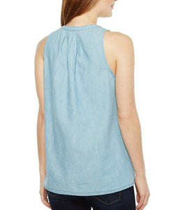 Soft Joie Women's Kerryn Sleeveless Embroidered Chambray Vintage Blue Top -XS - Luxe Fashion Finds