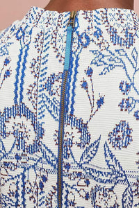 Anthropologie Women's Lea Mock Neck Short Sleeve Knit Midi Blue Dress - L (Petite) - Luxe Fashion Finds