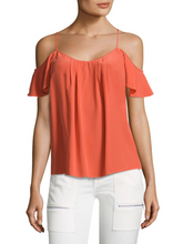 Load image into Gallery viewer, Joie Adorlee Silk Cold-Shoulder Ruffle Top Tank Strap Flutter Sleeve Blouse - XS - Luxe Fashion Finds