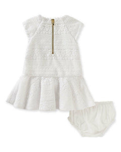 Kate Spade Babies Drop Waist White Lace Crochet Dress & Bloomer Set - 12M - Luxe Fashion Finds