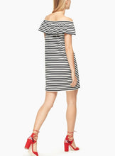 Load image into Gallery viewer, Kate Spade Women&#39;s Off the Shoulder Ruffle Cotton White Striped Shift Dress. - Luxe Fashion Finds