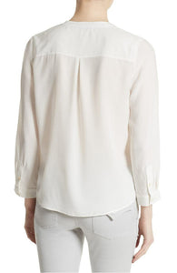 Joie Women's Bertine Silk Corset Lace Up V-Neck 3/4 Sleeve Off-White Blouse. - Luxe Fashion Finds