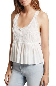 Current Elliott Women's Sleeveless Peplum Cotton Lace White Tank Top– 3 (Large) - Luxe Fashion Finds