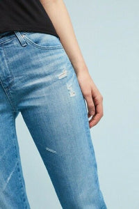 AG Goldschmied Women's Stevie Mid-Rise Distress Hi-Lo Hem Capri Crop Jeans - 32. - Luxe Fashion Finds