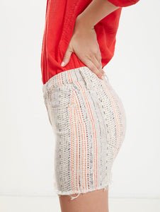 Mother Denim The Straight Mini Fray Cotton Skirt Slipstream – Mandarin Cream. - Luxe Fashion Finds