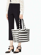 Load image into Gallery viewer, Kate Spade Jones Street Reversible Small Posey Leather Striped Open Top Tote Bag - Luxe Fashion Finds