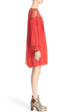 Load image into Gallery viewer, Kooples Women&#39;s Red Muslin &amp; Lace Inlay Chiffon Pleated Dress - Medium - Luxe Fashion Finds