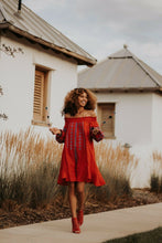 Load image into Gallery viewer, Anthropologie Ranna Gill Off The Shoulder Embroidered Peasant Red Cotton Dress S - Luxe Fashion Finds