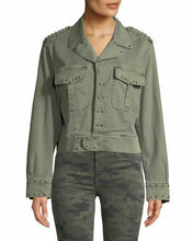 Load image into Gallery viewer, Hudson Women&#39;s Radar Military Silver Studded Cotton Khaki Cropped Jacket - M - Luxe Fashion Finds