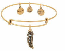 Load image into Gallery viewer, Alex &amp; Ani Swarovski Crystal Gold Feather “Truth” Charm Bangle Bracelet - Luxe Fashion Finds
