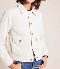 Load image into Gallery viewer, Anthropologie Trucker Jacket Womens Large Off White AG Corduroy Cropped