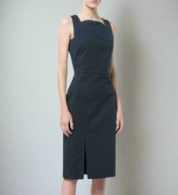 Load image into Gallery viewer, Adam Lippes Dress 0 Womens Blue Sleeveless Sheath Knee Length Tailored Cotton