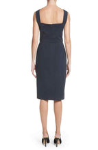 Load image into Gallery viewer, Adam Lippes Dress 0 Womens Blue Sleeveless Sheath Knee Length Tailored Cotton