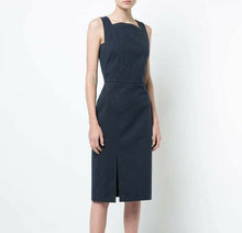 Load image into Gallery viewer, Adam Lippes Dress 0 Womens Blue Sleeveless Sheath Knee Length Tailored Cotton