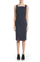 Load image into Gallery viewer, Adam Lippes Dress 0 Womens Blue Sleeveless Sheath Knee Length Tailored Cotton