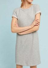 Load image into Gallery viewer, Anthropologie Dress Womens Medium Gray Short Sleeve Cotton Fleece Tunic Mini