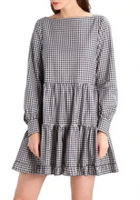 Load image into Gallery viewer, Anthropologie Dress Womens Small Black Gingham Long Sleeve Tiered Cotton