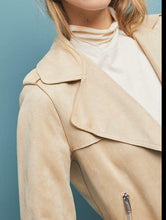 Load image into Gallery viewer, Anthropologie Jacket Womens Extra Large Beige Crop Moto Micro-Suede