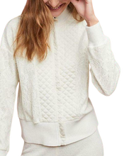 Load image into Gallery viewer, Anthropologie Jacket Womens Large Off White Quilted Zip Mock Neck Cardigan