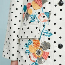 Load image into Gallery viewer, Anthropologie Jacket Womens Small/Medium White Peacoat Floral Polka Dot A-Line