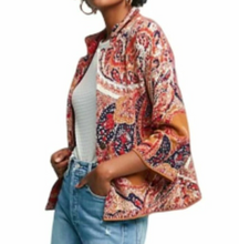 Load image into Gallery viewer, Anthropologie Jacket Womens Small Paisley Snap-Front Intarsia-Knit Cardigan