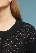 Load image into Gallery viewer, Anthropologie Sweater Womens Small Black Cardigan Crop Beaded Stars Snap Front