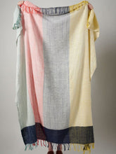 Load image into Gallery viewer, Anthropologie Throw Large Blanket Colorblock Fringed 60 x 70 LIghtweight