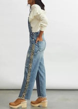 Load image into Gallery viewer, Anthropologie Overalls Womens Denim Flared Distressed Leopard Stripe Pilcro Lex