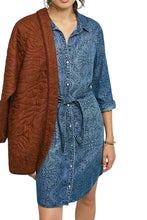 Load image into Gallery viewer, Anthropologie Women&#39;s V-Neck Shirtdress, Long Sleeve Belted Blue Tencel, Small