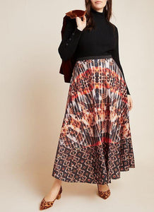 Anthropologie Women’s Maxi Skirt Aline Elasticized Waist Abstract Print , Plus 1X