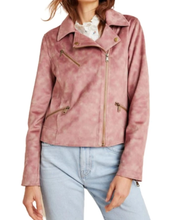 Load image into Gallery viewer, Anthropologie Women’s Moto Crop Jacket in Vegan Suede Leather Tie-Dye Pink