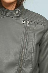 Anthropologie Women's Moto Vegan Faux Leather Cropped Jacket, Gray - XS