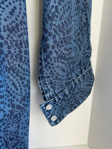 Anthropologie Dress Womens Small Blue V-Neck Long Sleeve Short  Belted Tencel