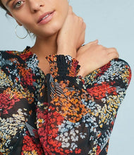 Load image into Gallery viewer, Anthropologie Women's Floral Smocked Peplum Hem Balloon Sleeve Chiffon Top XS - Luxe Fashion Finds