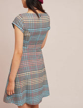 Load image into Gallery viewer, Anthropologie Women's Short Sleeve Blue Plaid A-Line Fit &amp; Flare Dress - 14 - Luxe Fashion Finds