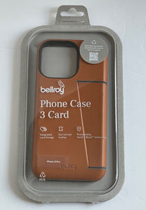 Bellroy iPhone 13 Pro Brown Leather 3-Card Wallet Protective Case Kickstand