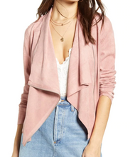 Load image into Gallery viewer, Anthropologie Jacket Womens PInk Moto Crop Asymmetric Zip Micro Suede Draped