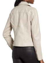 Load image into Gallery viewer, Blanknyc Women’s Moto Vegan Faux Leather Crop Off White Jacket - Large