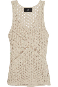 LINE Women's Sasha Sleeveless Crochet Cotton V-Neck Open-Knit Beige Tank Top - Luxe Fashion Finds