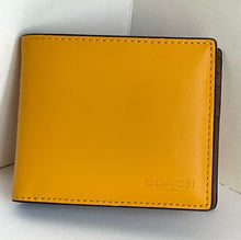Load image into Gallery viewer, Coach Men’s 3 In 1 Billfold ID Wallet Signature Canvas Leather, Yellow C4333