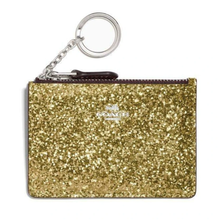 Load image into Gallery viewer, Coach Women's ID Mini Wallet Wizard of Oz Gold Glitter Keyring Boxed, 77963B